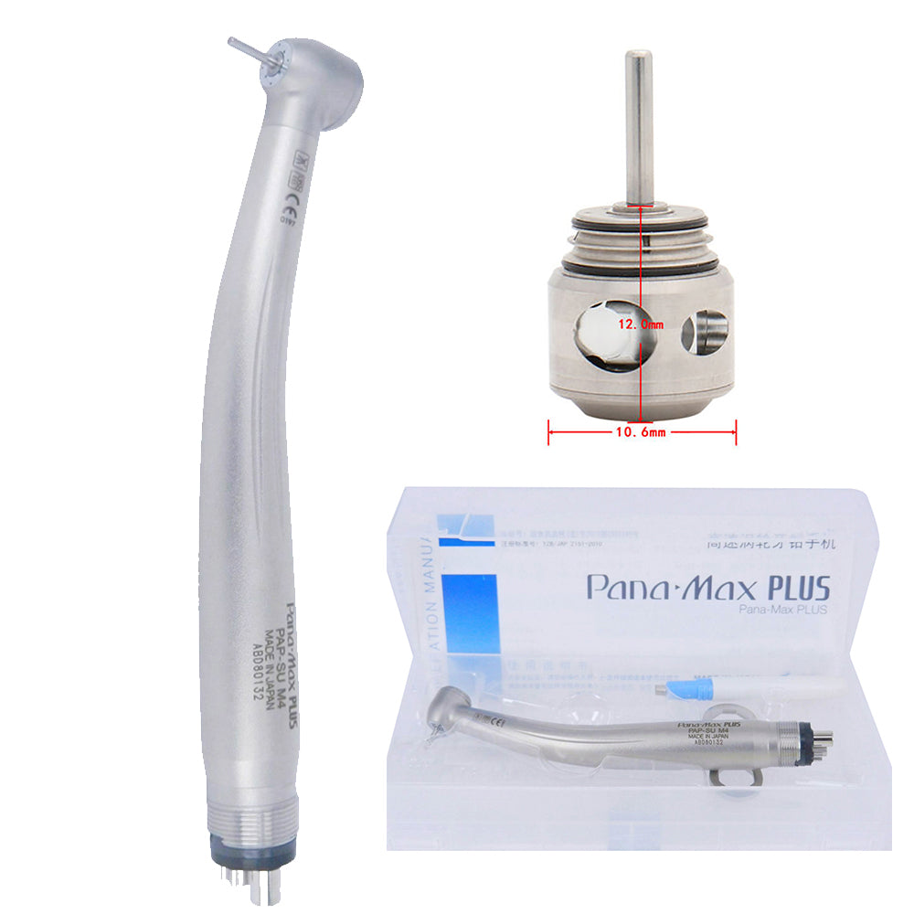 Dental Pana-Max PLUS Push Button High Speed Handpiece 4 Holes Ceramic Bearings Clean Head System Quattro Spray