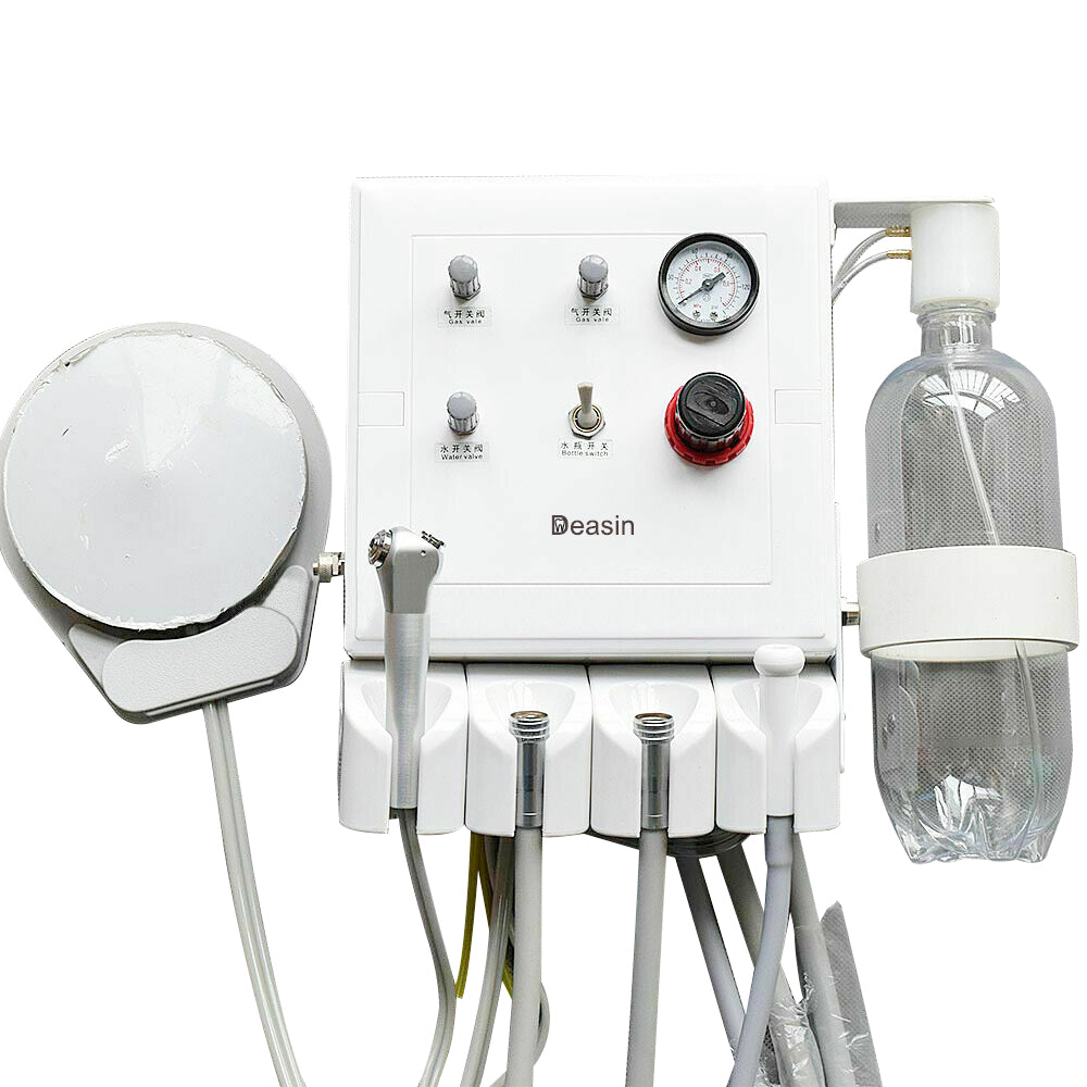 Hot sale wall mounted dental portable unit with 3 way syringe and 2 handpiece tubes and suction system