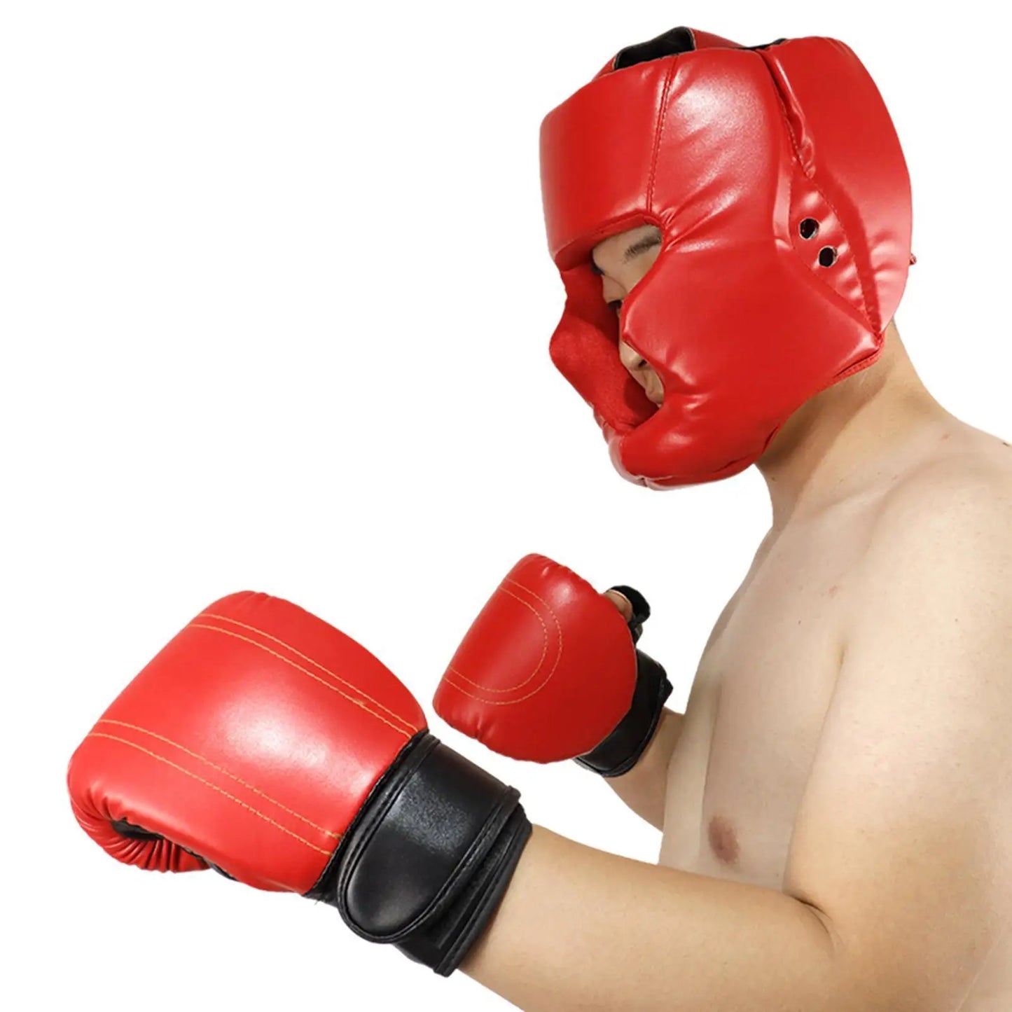 Full-covered Pu Boxing Helmet Kids Adults Muay Thai Training Sparring Boxing Headgear Gym Equipment Taekwondo Head Guard