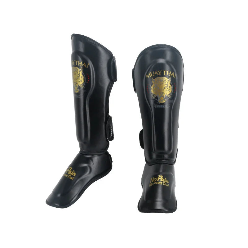Muay Thai Children'S MMA Boxing Shin Guard Instep Leg Protector Pads PU Leather Thicken Kick Foot Training Support Leg Warmers