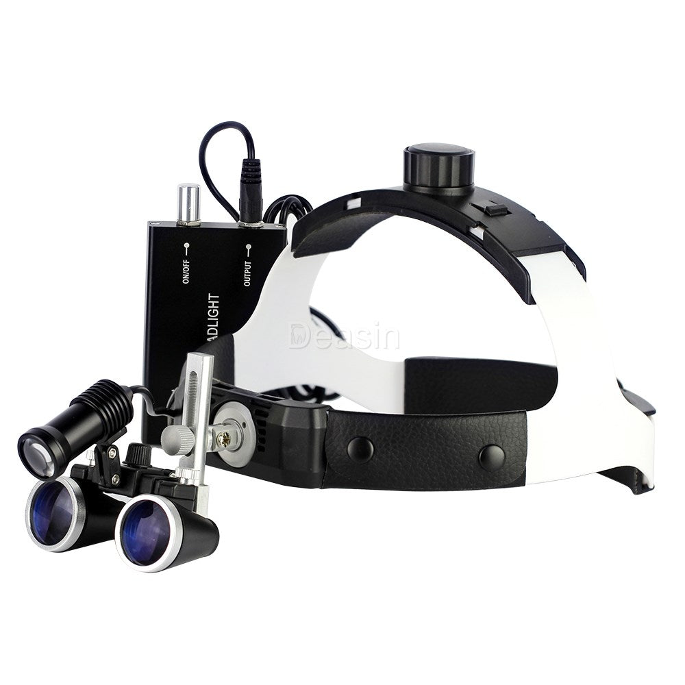 Dental Surgical Headband Binocular Loupe with Led Head Light with Aluminum case