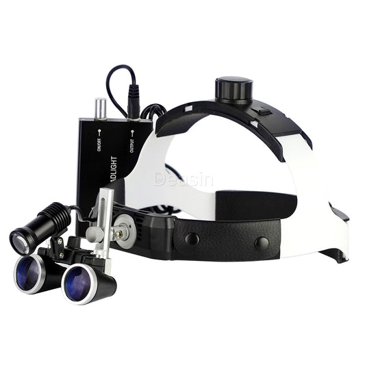 Dental Surgical Headband Binocular Loupe with Led Head Light with Aluminum case